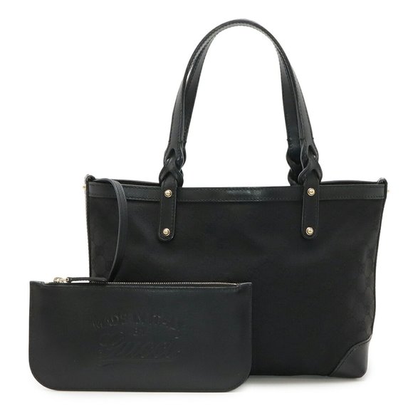 GUCCI GG Canvas Tote Bag, Handbag, Mini Tote, Leather, Black, 269878 - Picture 1 of 8